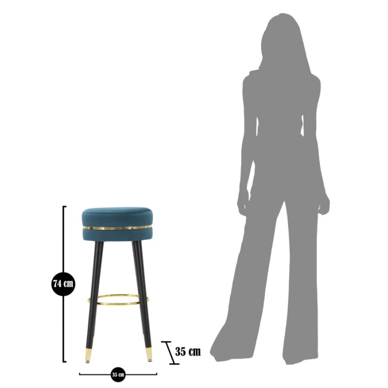 Tabouret de bar PARIS bleu or – Assise chic et brillante pour un style Glam raffiné