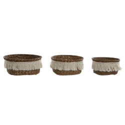 Set de basket Home ESPRIT Blanc Naturel Fibre naturelle Boho Usé (3 Pièces)