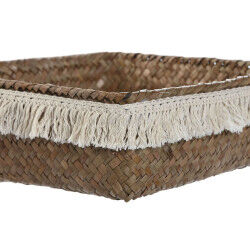 Set de basket Home ESPRIT Blanc Naturel Fibre naturelle Boho Usé (4 Pièces)