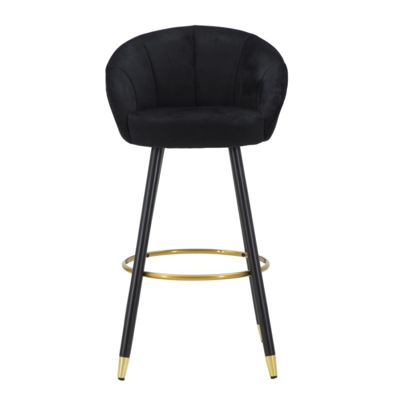 Tabouret de bar PRAGUE noir – Allure sophistiquée et style Glam Chic