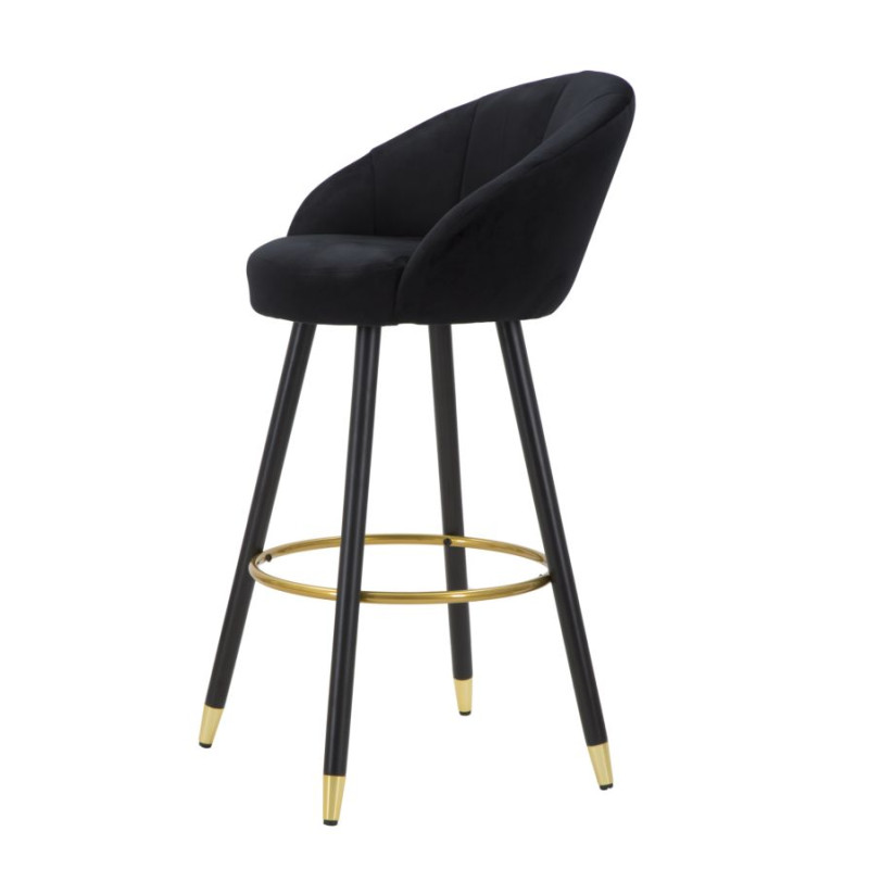 Tabouret de bar PRAGUE noir – Allure sophistiquée et style Glam Chic