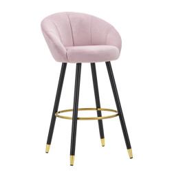 Tabouret de bar PRAGUE rose – Finition élégante et confort luxueux