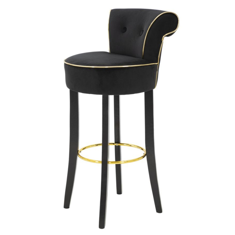 Tabouret de bar LUXY noir – Design Glam et raffinement absolu
