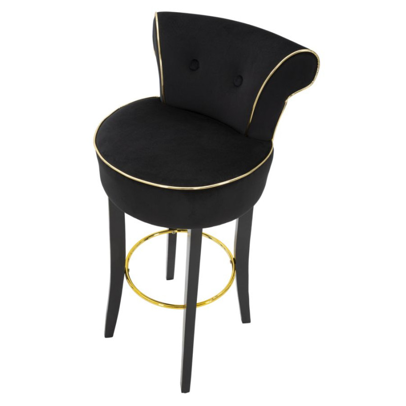 Tabouret de bar LUXY noir – Design Glam et raffinement absolu