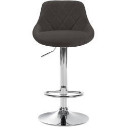 Tabouret de bar Lazio en tissu chromé gris foncé