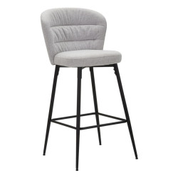Tabouret de bar LOSANNA gris – Lot de 2, design Glam Chic et confort raffiné