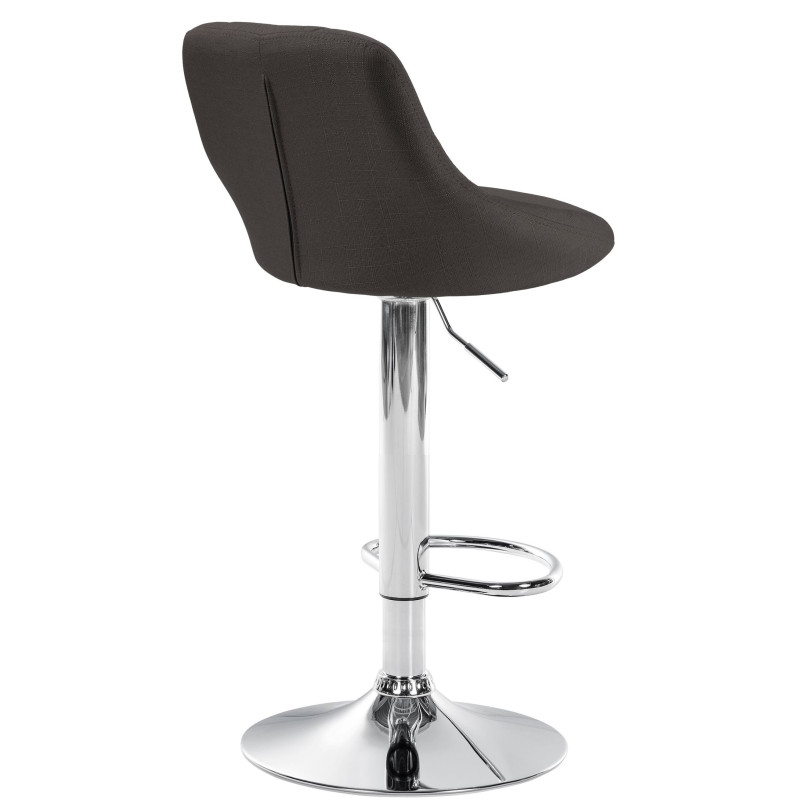 Tabouret de bar Lazio en tissu chromé gris foncé