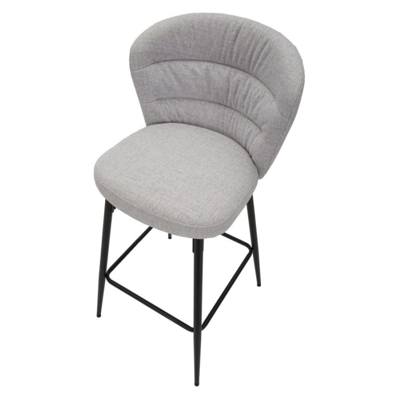 Tabouret de bar LOSANNA gris – Lot de 2, design Glam Chic et confort raffiné