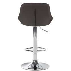 Tabouret de bar Lazio en tissu chromé gris foncé