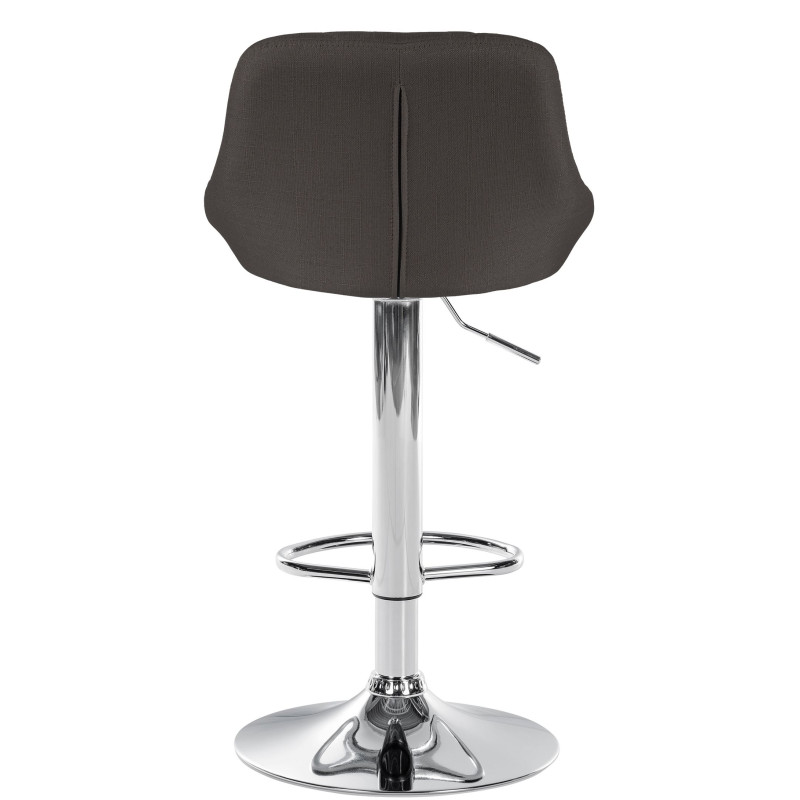 Tabouret de bar Lazio en tissu chromé gris foncé