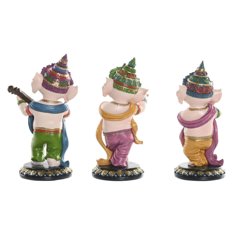 Figurine Décorative Home ESPRIT Multicouleur Musicien Indien 9 x 9 x 20 cm (3 Unités)