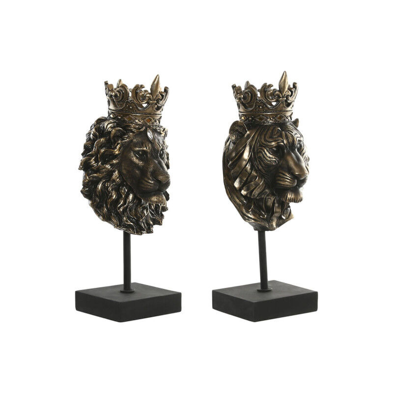 Figurine Décorative Home ESPRIT Brun foncé Lion Couronne 21 x 18 x 44 cm (2 Unités)