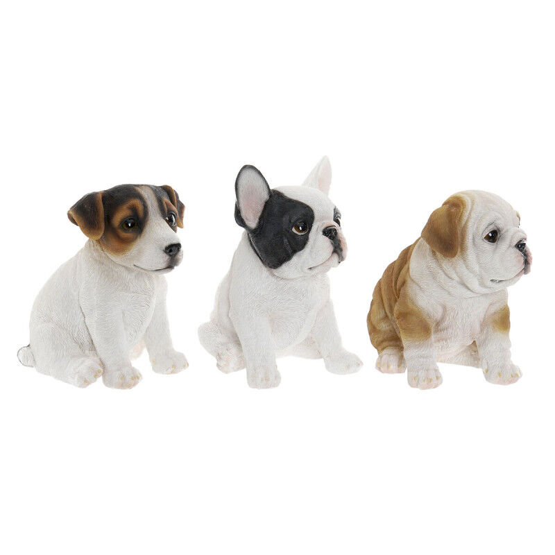 Figurine Décorative Home ESPRIT Blanc Marron Noir Chien 16,5 x 11,5 x 16 cm (3 Unités)