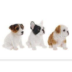 Figurine Décorative Home ESPRIT Blanc Marron Noir Chien 16,5 x 11,5 x 16 cm (3 Unités)