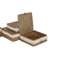 Set de basket Home ESPRIT Blanc Naturel Fibre naturelle Boho Usé (4 Pièces)