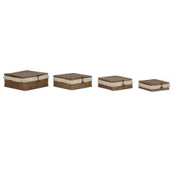 Set de basket Home ESPRIT Blanc Naturel Fibre naturelle Boho Usé (4 Pièces)