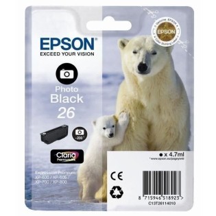 EPSON Cartouche d'encre T2611 Noir photo - Ours Polaire (C13T26114010)