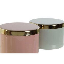 Boîte à bijoux DKD Home Decor Vert Corail Fer 13 x 13 x 9 cm (2 Pièces) (2 Unités)