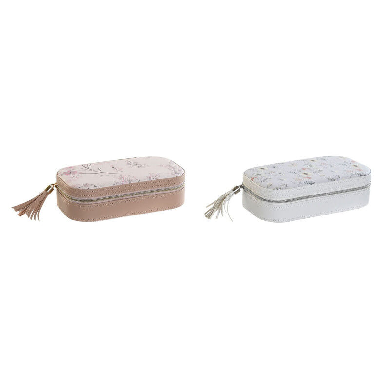 Boîte à bijoux DKD Home Decor Bleu Gris Camel Rose clair Polyuréthane Miroir 18,5 x 10 x 5 cm (2 Unités)