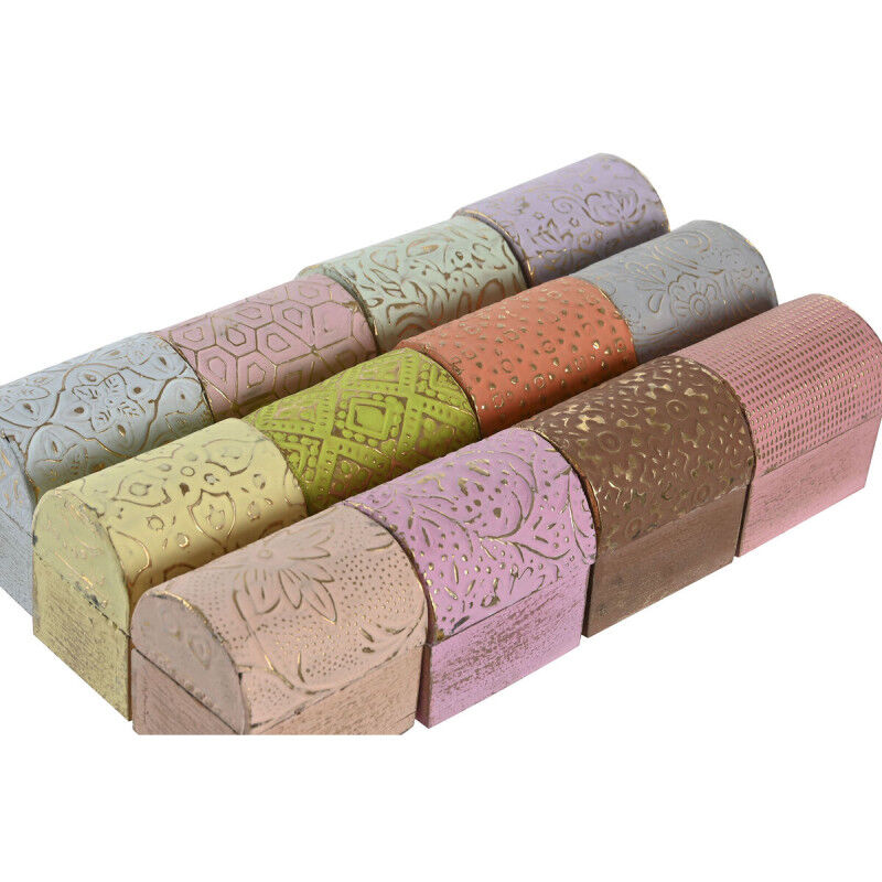 Boîte à bijoux DKD Home Decor Multicouleur Métal Bois de manguier 4 x 5 x 5 cm (12 Unités)