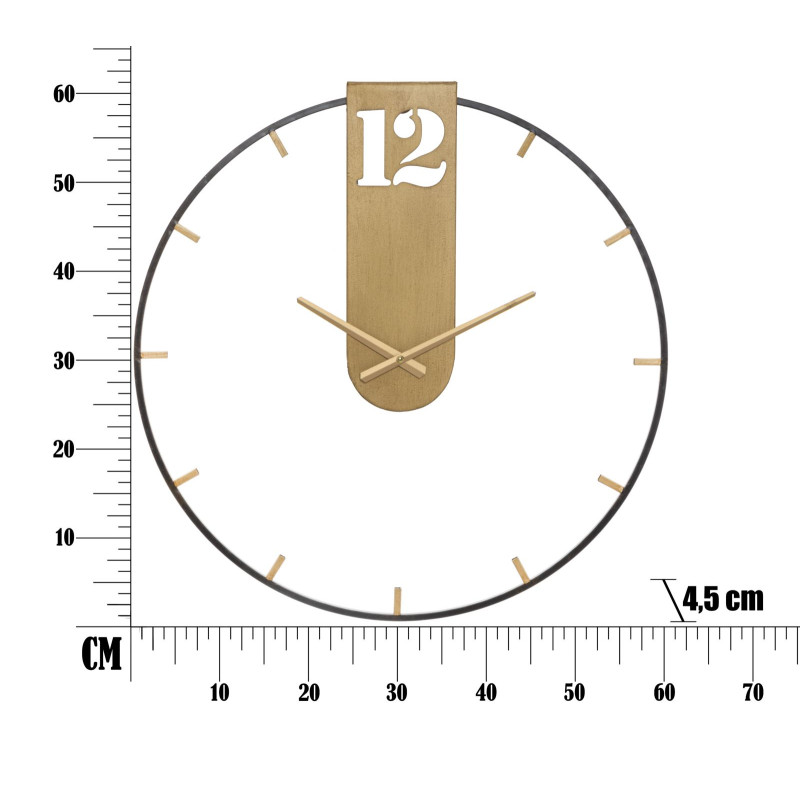 Soleil Doré du Temps – Horloge Murale Glam Ø60x4,5 cm