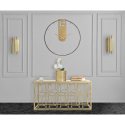 Soleil Doré du Temps – Horloge Murale Glam Ø60x4,5 cm