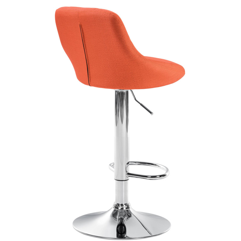 Tabouret de bar Lazio en tissu chromé orange