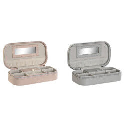 Boîte à bijoux DKD Home Decor Blanc Gris Lila Rose clair Polyuréthane Miroir 18,5 x 10 x 5 cm (2 Unités)