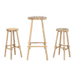 Ensemble Table + 2 Chaises Home ESPRIT Bambou 50 x 50 x 105 cm