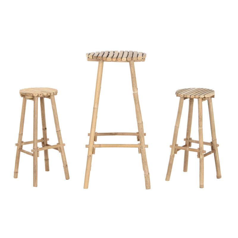 Ensemble Table + 2 Chaises Home ESPRIT Bambou 50 x 50 x 105 cm
