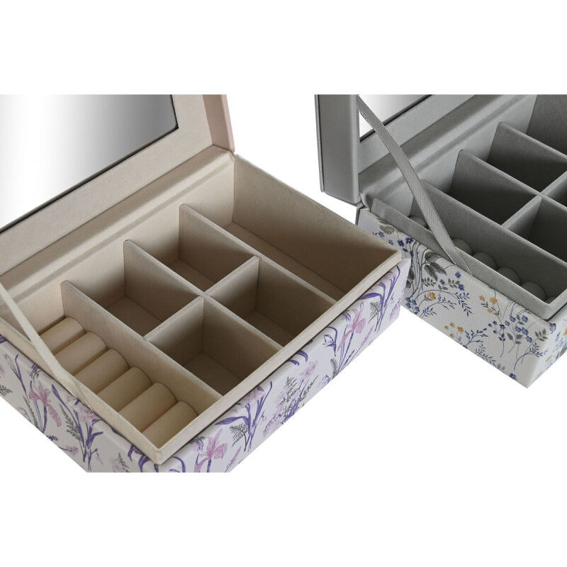 Boîte à bijoux DKD Home Decor Blanc Gris Lila Polyuréthane 18 x 12,5 x 7,5 cm (2 Unités)
