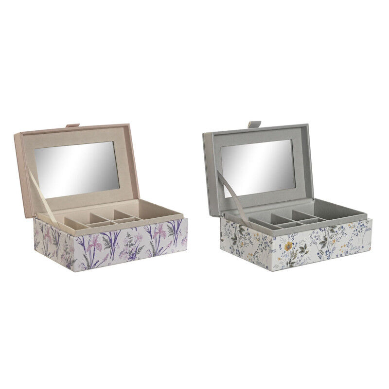 Boîte à bijoux DKD Home Decor Blanc Gris Lila Polyuréthane 18 x 12,5 x 7,5 cm (2 Unités)
