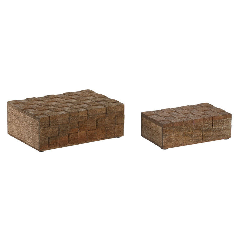 Boîte à bijoux Home ESPRIT Naturel Bois de manguier (2 Pièces)