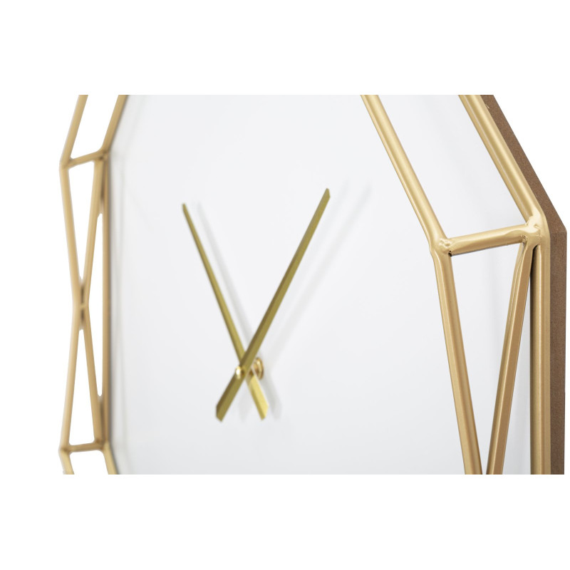 Octogone Doré – Horloge Murale Glam 56x6,5x56 cm