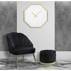Octogone Doré – Horloge Murale Glam 56x6,5x56 cm