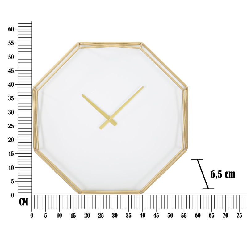 Octogone Doré – Horloge Murale Glam 56x6,5x56 cm