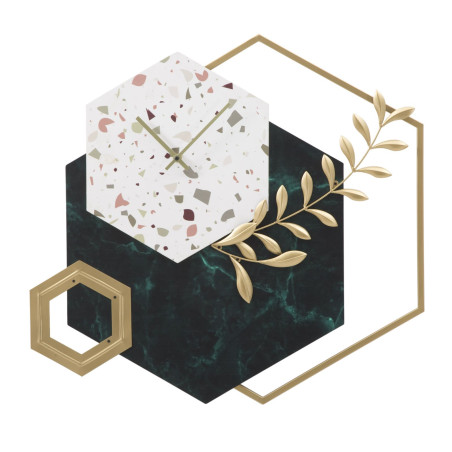 Hexagone de Charme – Horloge Murale Glam 62x4,5x62 cm