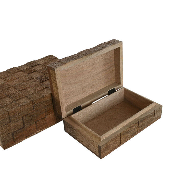 Boîte à bijoux Home ESPRIT Naturel Bois de manguier (2 Pièces)