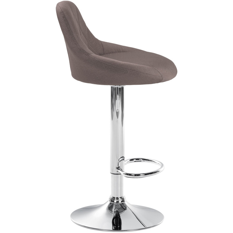 Tabouret de bar Lazio en tissu chromé taupe