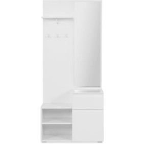 Meuble d'entrée de rangement avec penderie IMAGE - Décor blanc - 1 porte + 1 tiroir - L85 x H195 x P37 cm