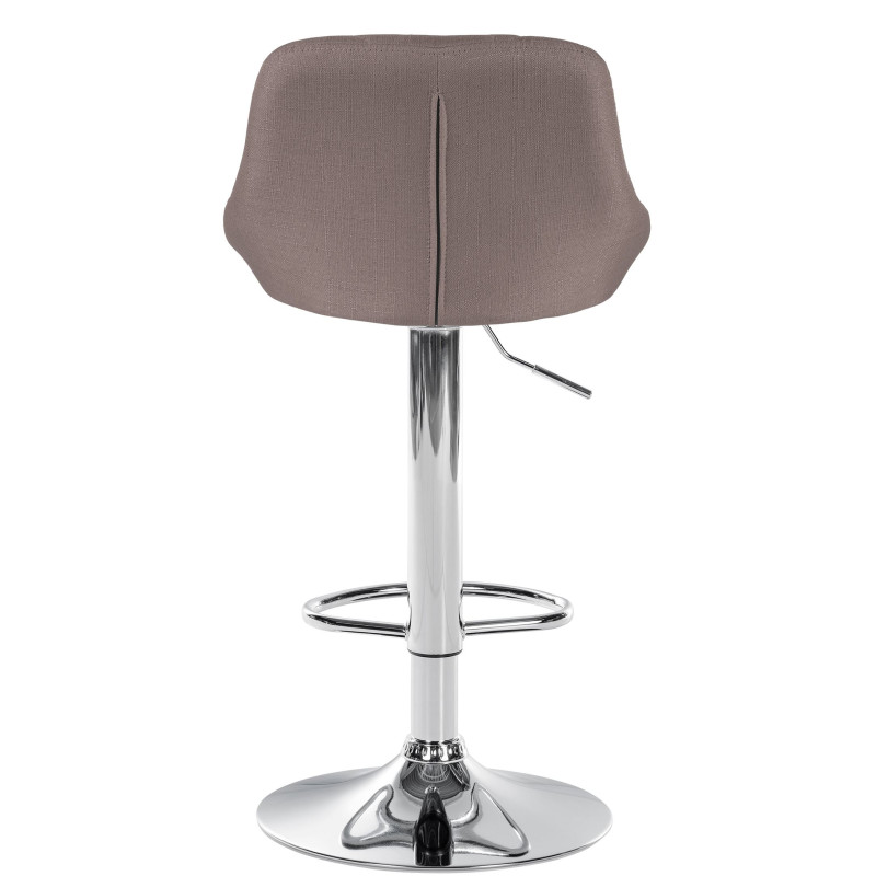 Tabouret de bar Lazio en tissu chromé taupe