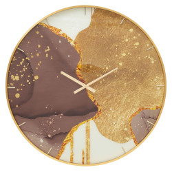 Oro de Cristal – Reloj de Pared Glamour Vidrio Dorado Ø80x5 cm