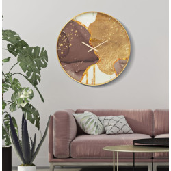 Or de Cristal – Orologio da Parete Glam Vetro Dorato Ø80x5 cm