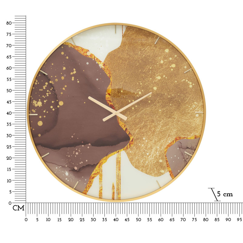 Or de Cristal – Orologio da Parete Glam Vetro Dorato Ø80x5 cm
