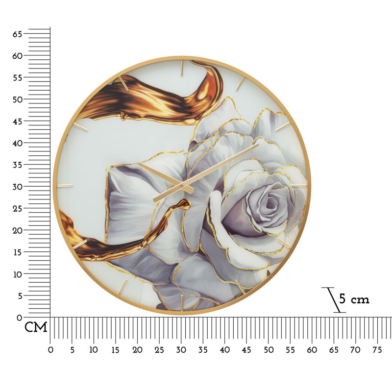 Rose de Verre – Horloge Murale Glam Ø60x5 cm