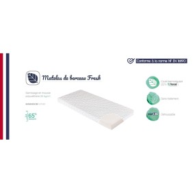 CANDIDE - Matelas De Berceau Fresh 50x83x5cm, Sans Traitement, Idéal Cododo, Thermorégulant, Fabriqué En France, Garantie 5 Ans