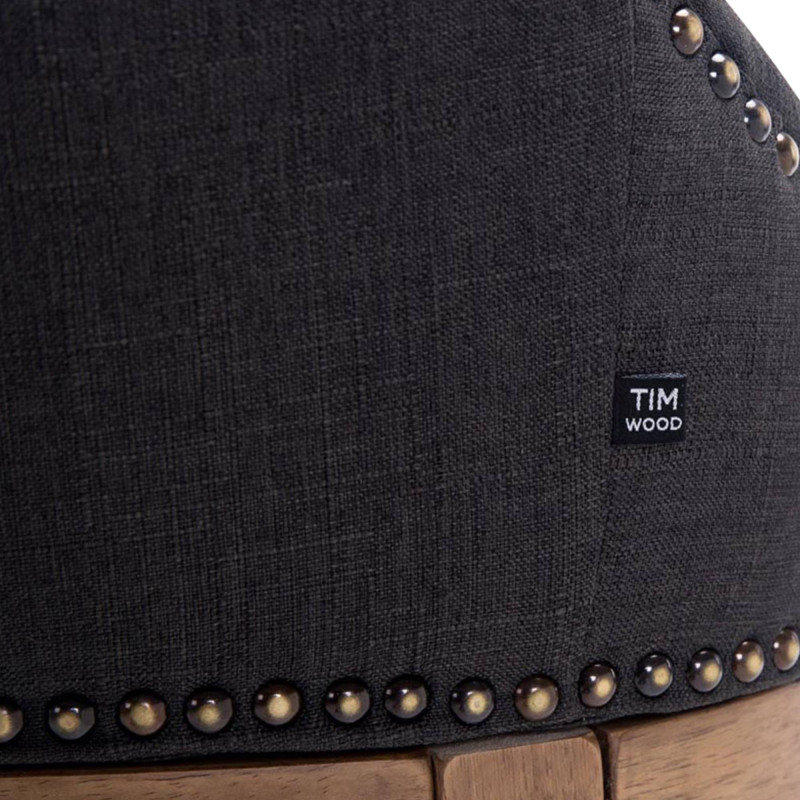 Tabouret de bar en tissu Lakewood, lumière antique noir