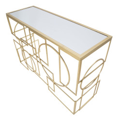 Console Marie – Métal doré et plateau miroir 120x41x81 cm