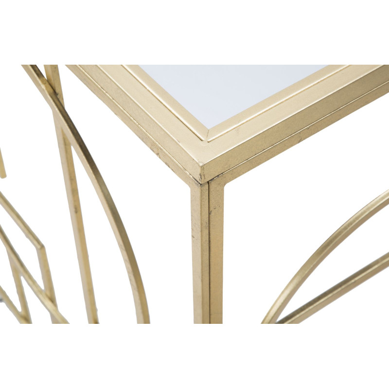 Console Marie – Métal doré et plateau miroir 120x41x81 cm