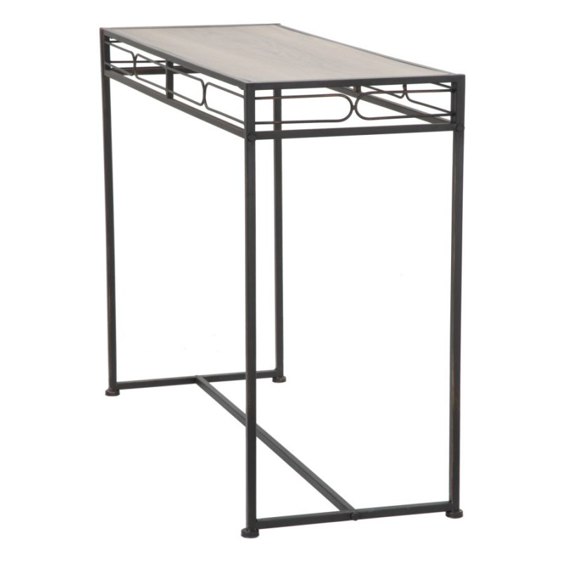 Console Essentielle – Métal noir et bois marron 110x40x80 cm